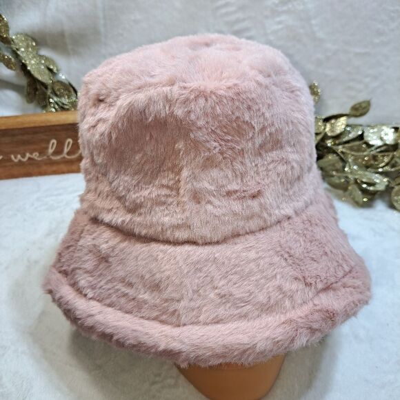 PINK Drawstring Bucket Hat FUZZY Wuzzy in Pink - Picture 4 of 8